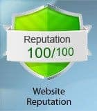 100/100 website reputation banner.
